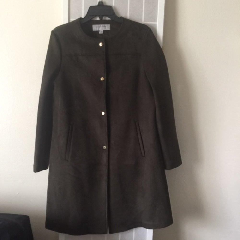 Marc New York Andrew Marc Green Faux Suede Winter Emerald Green Trench Coat